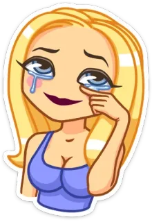 😭 8ed840bc плачущий, грустный, женщина, блондинка, мультфильм, эмодзи telegram sticker