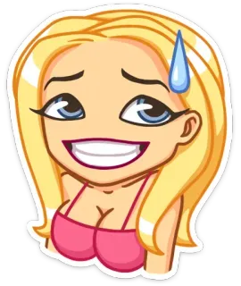 😬 cbf90e8a женщина, мультфильм, блондинка, эмодзи, лицо, выражение, улыбка telegram sticker