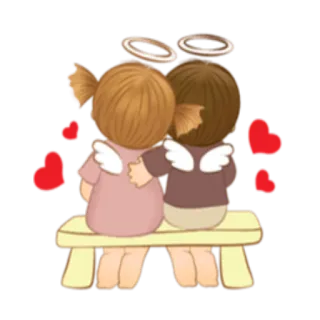 ❤️ 10cdae21 anges, amour, amitié, coeur, mignon, dessin animé, illustration, couple telegram sticker