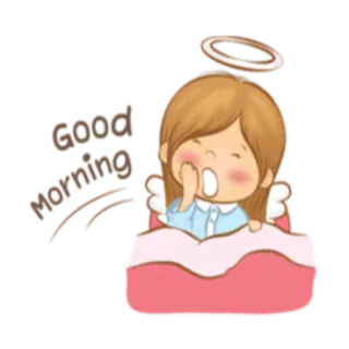 ☀️ 2e4abeaa good morning bonjour, ange, sommeil, dessin animé, mignon telegram sticker