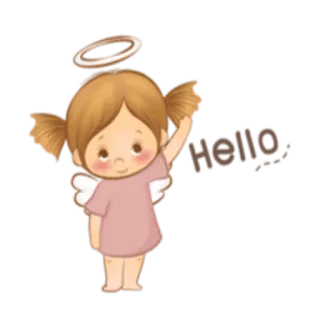 🙂 f2acd44b HELLO ange, mignon, salut, bonjour, ailes, auréole telegram sticker