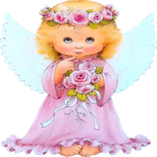 ☺️ e58a1cac angelo, rose, carino, ali, fiori, ragazza telegram sticker