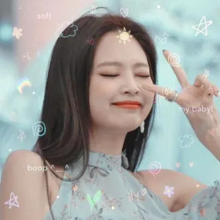 ✌ 69ee22b3 soft my baby! boop ^_^ ピースマーク, かわいい, おしゃれ, 太陽, 花, 雲 telegram sticker