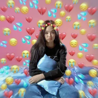 😞 89ec5356 悲しい, 感情, 失恋, 泣く, 女の子, 不満顔 telegram sticker