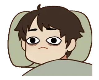 🥱 fe4d9f15 dormilón, cansado, dibujos animados, personaje, cama, mañana telegram sticker