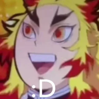 😜 066b5203 Rengoku Kyoujurou Demon Slayer :D Аниме, Ренгоку, Клинок рассекающий демонов, Огонь, Счастливый telegram sticker