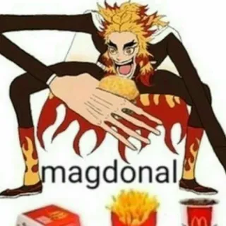 😋 a66917d9 Kyojuro Rengoku Demon Slayer magdonal аниме, бургер, макдональдс, смешные, ренгоку telegram sticker