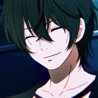 😊 a3eee90e Anime, Junge, Lächeln, dunkle Haare, Porträt telegram sticker