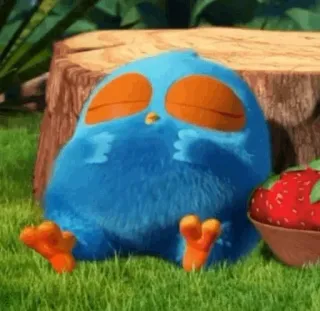 ☺️ 22755b84 Cartoon, Vogel, Blau, Erdbeere, Süß telegram sticker