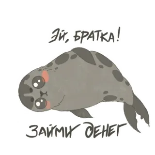 🙏 60122d50 Эй, БРАТКА! ЗАЙМИ ДЕНЕГ seal, cartoon, cute, animal, request, money, borrow, brother telegram sticker