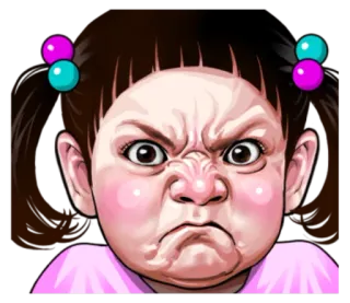☹ 25eed576 angry, child, frustrated, upset, pout, annoyed, scowling telegram sticker