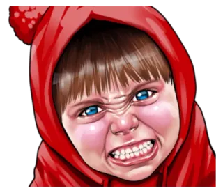 😬 d1c942a7 angry, child, red hood, scary, meme telegram sticker