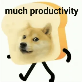 ⏰ af9814d5 much productivity 도지, 밈, 개, 빵, 생산성, 웃긴 telegram sticker