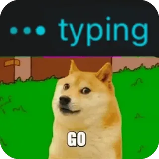 😬 ba01c6e1 Doge typing GO 강아지, 밈, 타자, 인터넷, 동물, 재미 telegram sticker