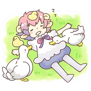 😴 d6bbe6c0 หลับ, น่ารัก, อนิเมะ, การ์ตูน, เป็ด, ลูกเจี๊ยบ, สีพาสเทล telegram sticker
