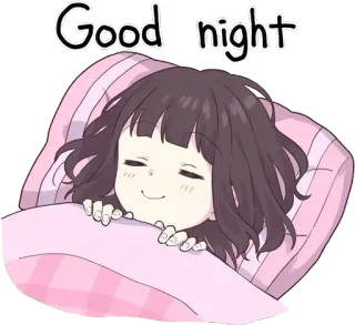 🌃 555dae90 Good night goedenacht, slaap, cartoon, kawaii, schattig, meisje telegram sticker