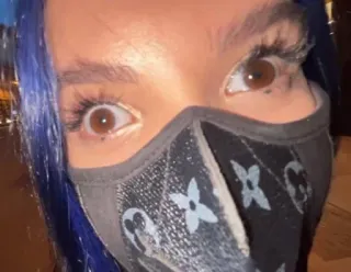 🤩 b564c5b3 woman, mask, eyes, eyelashes, blue hair telegram sticker