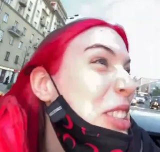 😁 c7e2be4d MEZZANE woman, red hair, mask, face, person telegram sticker