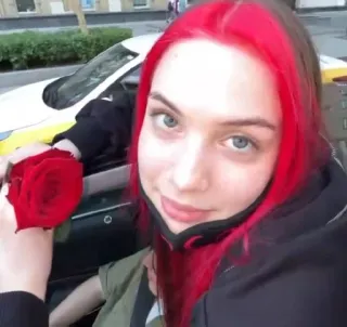 🥰 f4df18ce person, red hair, rose, woman, portrait, girl, beauty telegram sticker