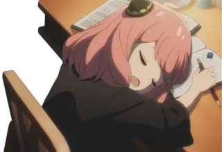 😴 551c73e2 Anya Forger Spy × Family anya forger, spy family, anime, schattig, slapen, tafel, bureau telegram sticker