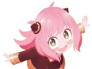 🤩 a90de4c3 Anya Forger Spy x Family Anya, Spy x Family, anime, cartoon, schattig, roze haar telegram sticker