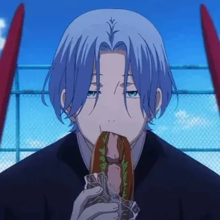 ➿ f6e3f11a Reki Kyan SK8 the Infinity アニメ, スケートボード, 食べ物, サンドイッチ, 青髪, キャラクター, 暦, SK∞ telegram sticker