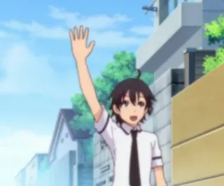🙋‍♂️ 00419a26 anime, boy, waving, school uniform telegram sticker