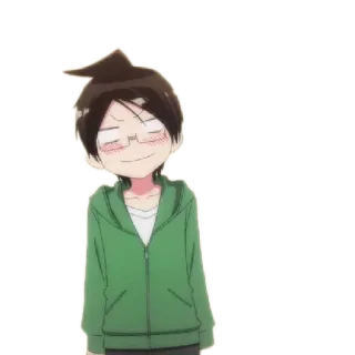 😉 4faed0fd 애니메이션, 소년, 안경, 미소, 홍조 telegram sticker