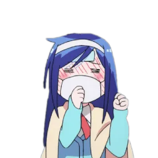 😉 e63ef238 애니메이션, 만화, 소녀, 마스크, 아픈, 귀여운, 캐릭터, 만화 telegram sticker