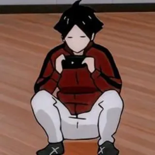 📱 0b8d6d69 Anime, Personnage, Assis, Joue, Jeu whatsapp sticker