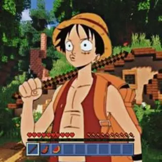 🤯 ce0cc297 Luffy One Piece one piece, luffy, anime, dessin animé, minecraft, jeu vidéo whatsapp sticker