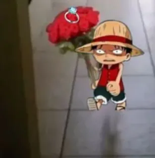 🌹 d9862da4 Luffy One Piece Anime, One Piece, Luffy, Dessin animé, Fleurs, Bague, Mariage whatsapp sticker