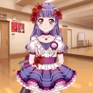 ❤️ 56bfb52a anime, garota, idol, cabelo roxo, flores, vestido, fofa telegram sticker
