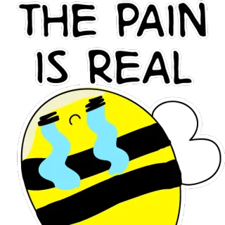 😭 06cf3e77 THE PAIN IS REAL ハチ, 悲しい, 泣く, 痛み, 漫画, 感情的, 苦痛 telegram sticker