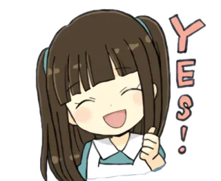 👍 0cfabfcf YES! 开心, 是的, 同意, 赞, 批准, 可爱, 女孩 whatsapp sticker