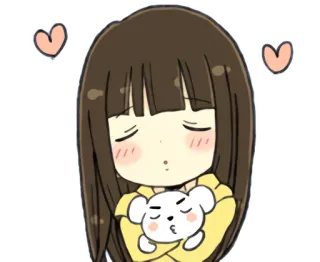😘 564a94d7 卡通, 女孩, 动物, 爱心, 可爱, Q版, 动漫 whatsapp sticker