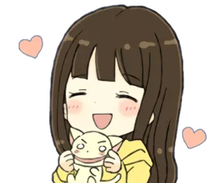☺️ 62c0f441 动漫, 女孩, 爱心, 可爱, 卡通, 快乐 whatsapp sticker
