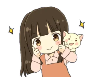 👍 6a7146f8 卡通, 女孩, 动漫, 可爱, 闪亮, 开朗, 竖起大拇指 whatsapp sticker