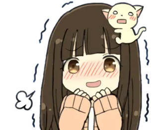 😳 bad5e554 动漫女孩, 卡通, 可爱, 猫, 脸红, 贴纸 whatsapp sticker