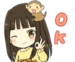 👌 cee98bef OK 女孩, 好的, 积极, 可爱, 动漫 whatsapp sticker