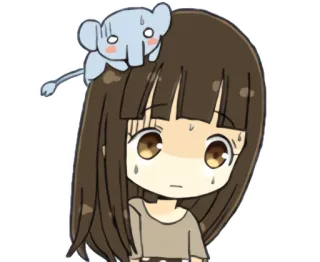 😰 d565c526 Q版, 大象, 女孩, 可爱, 汗, 动漫 whatsapp sticker
