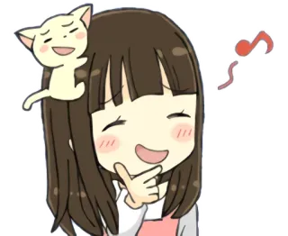 😏 e56f4000 动漫女孩, 猫, 可爱, 卡哇伊, 快乐, 思考 whatsapp sticker