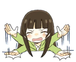😫 f09b60a5 动漫, 卡通, 女孩, 害怕, 表情, Q版 whatsapp sticker