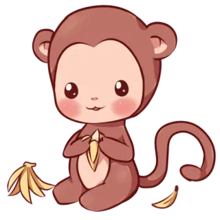 🐵 3dd02fe1 обезьяна, банан, животное, мультфильм, милый, каваи telegram sticker
