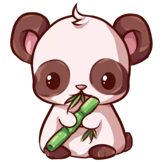 🐼 945e6b9c панда, милый, животное, бамбук, стикер, кавай, мультфильм telegram sticker