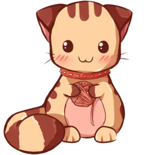 🐈 9dc869b1 кот, котенок, пряжа, клубок пряжи, милый, чиби, каваи, питомец telegram sticker