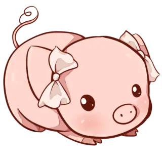 🐷 ab5c88db свинья, милый, каваи, животное, розовый, бант, наклейка telegram sticker
