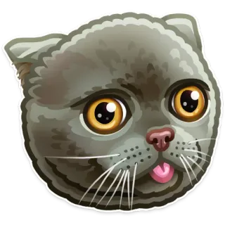 🐱 2487d55d chat, animal, autocollant, dessin animé, chat gris, mignon, animal de compagnie telegram sticker
