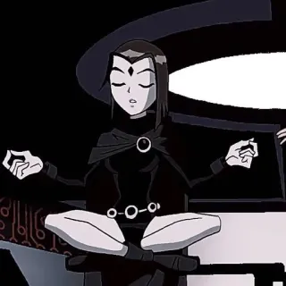 😶 8224587c Raven Teen Titans Raven, Teen Titans, meditación, dibujos animados, superhéroe telegram sticker