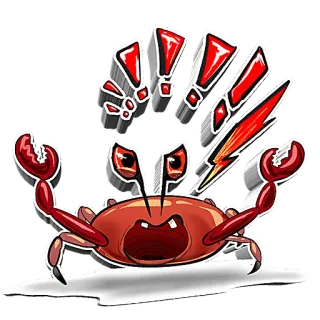 😡 33f6dc1b granchio, arrabbiato, cartone animato, esclamazione, rabbia, frustrazione telegram sticker